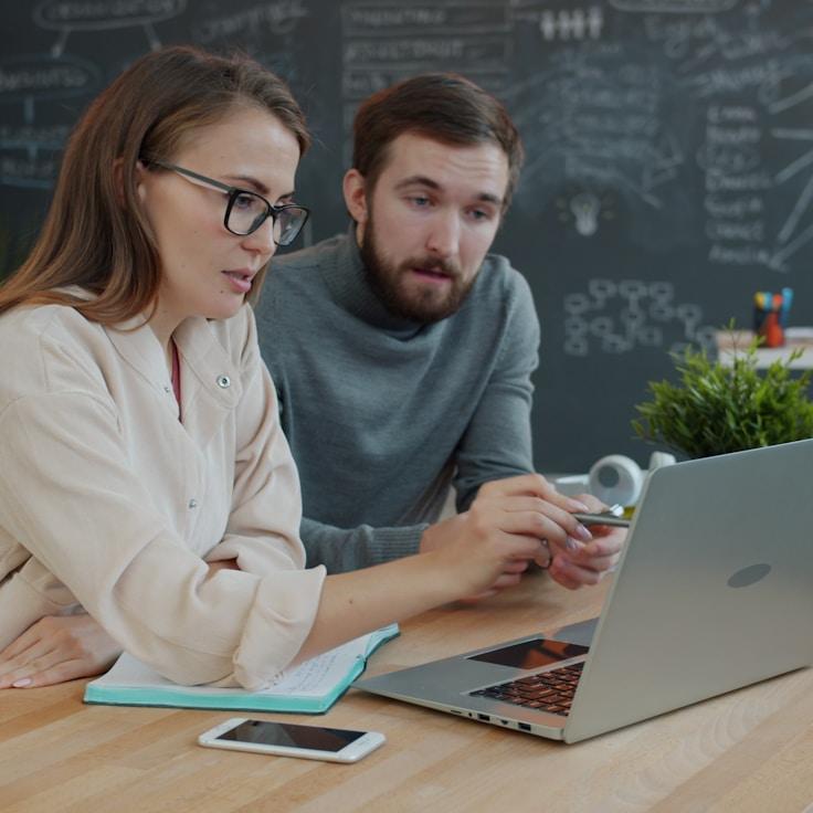Mobile app development process showing collaborative team environment